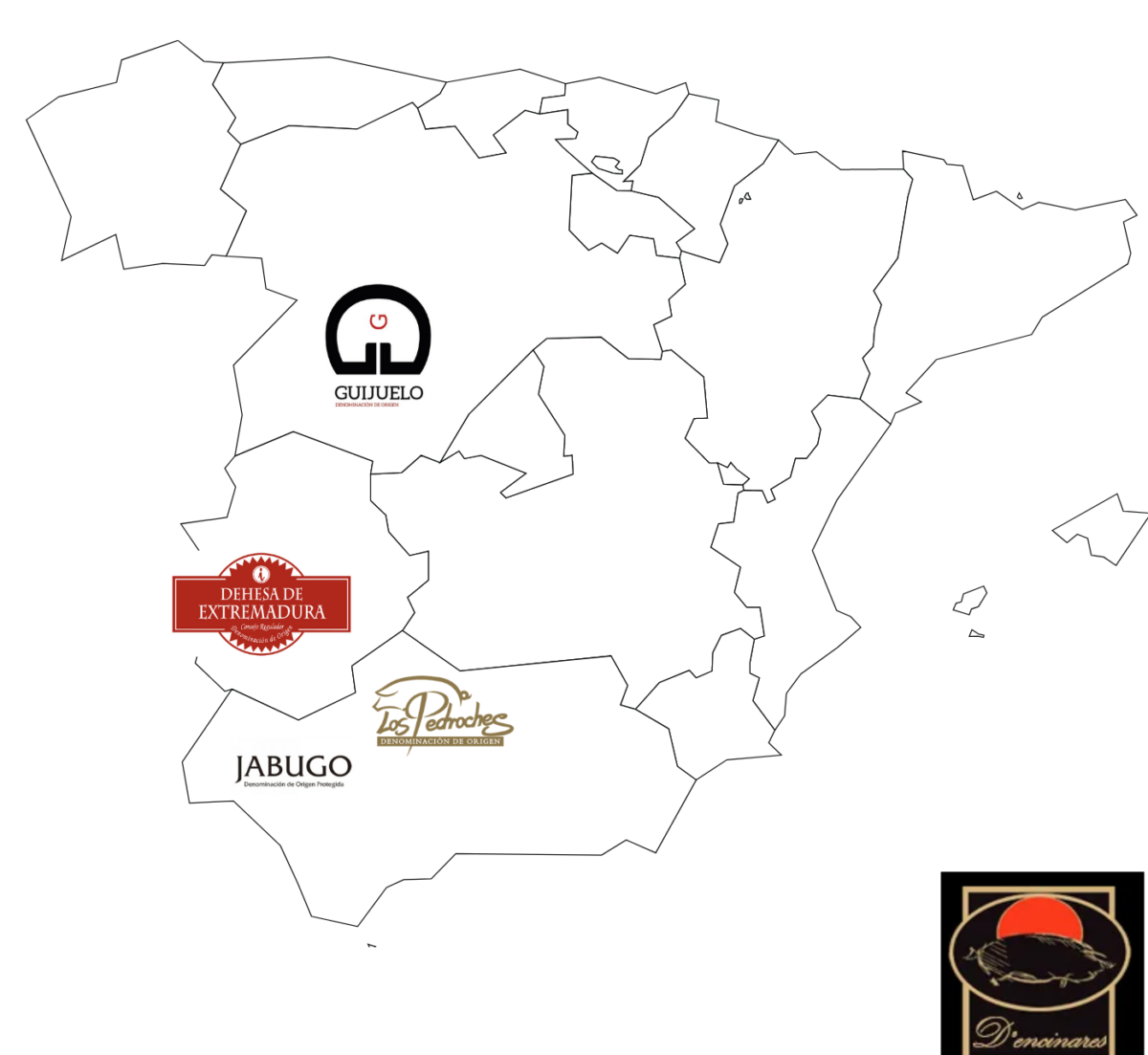 Mapa Denominaciones de Origen del Jamón Ibérico